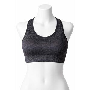Fit Collective Sports Bra Women M Seamless Racerback Silver Shimmer Black